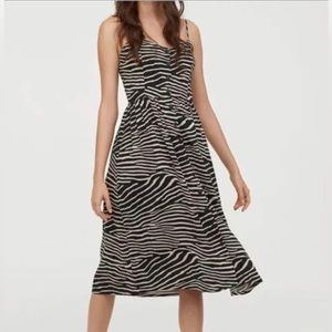 H&M Button Front Midi Dress Zebra Print